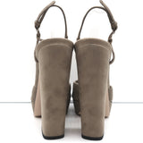 Miu Miu T-Strap Platform Sandals Taupe Suede Size 41 Open Toe Heels NEW
