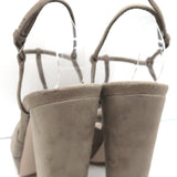 Miu Miu T-Strap Platform Sandals Taupe Suede Size 41 Open Toe Heels NEW