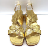 Dries Van Noten Platform Slingback Sandals Gold Metallic Leather Size 41