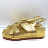 Dries Van Noten Platform Slingback Sandals Gold Metallic Leather Size 41