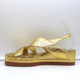 Dries Van Noten Platform Slingback Sandals Gold Metallic Leather Size 41