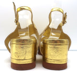 Dries Van Noten Platform Slingback Sandals Gold Metallic Leather Size 41