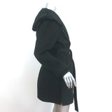 Splendid Oslo Belted Coat Black Wool-Blend Size Large Knit-Trim Jacket