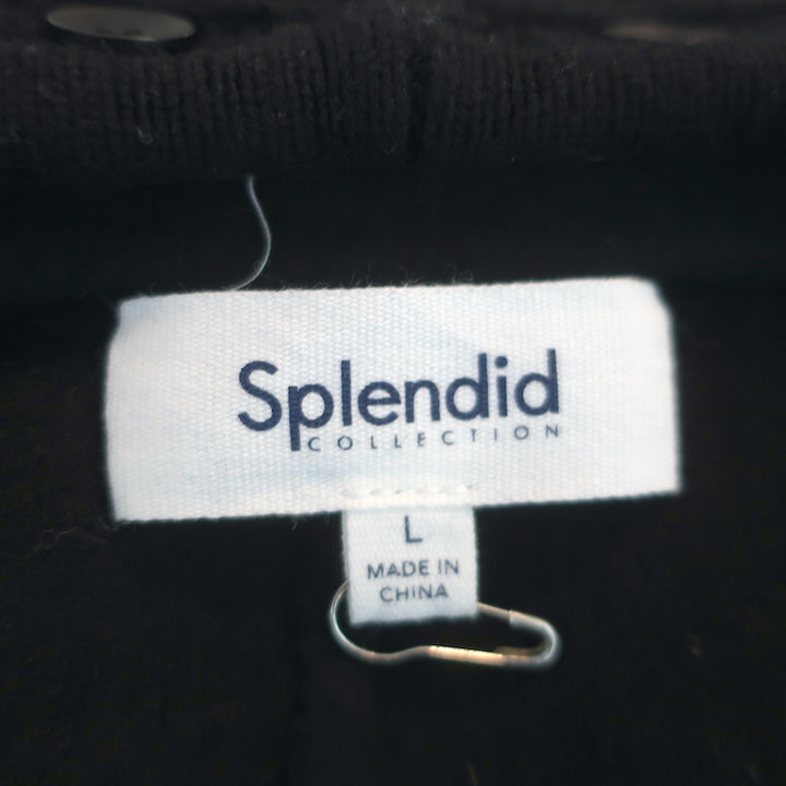 Splendid Oslo Belted Coat Black Wool-Blend Size Large Knit-Trim Jacket