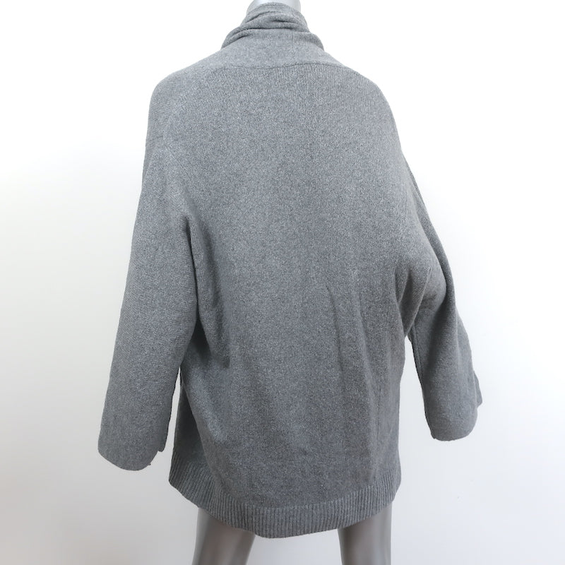 Vince Open Cardigan Light Grey Textured Knit Size Large Wide Sleeve Sweater NEW