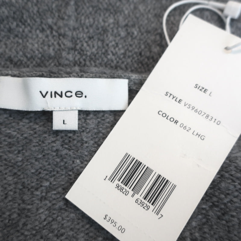 Vince Open Cardigan Light Grey Textured Knit Size Large Wide Sleeve Sweater NEW