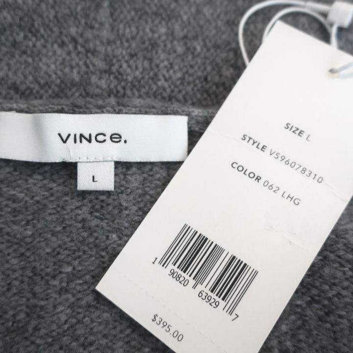 Vince Open Cardigan Light Grey Textured Knit Size Large Wide Sleeve Sweater NEW