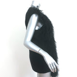 Rachel Roy Mongolian Lamb Vest Black Ribbed Wool Size Small NEW