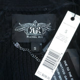 Rachel Roy Mongolian Lamb Vest Black Ribbed Wool Size Small NEW