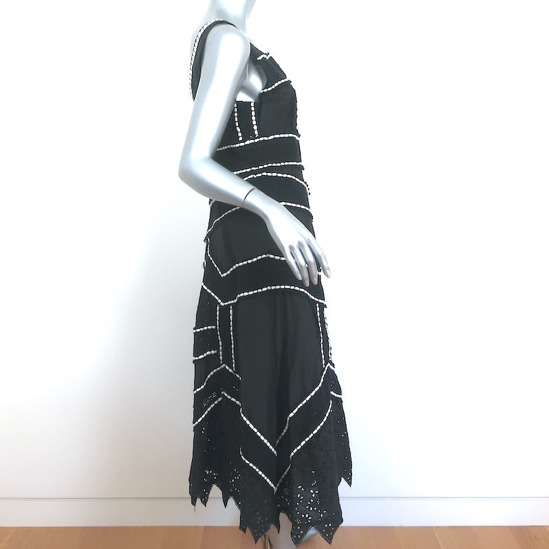 Anthropologie Leifsdottir Midi Dress Tasman Black Cotton Eyelet Size 10P NEW