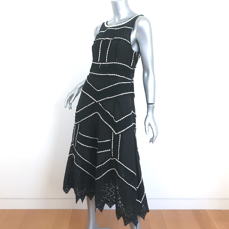 Anthropologie Leifsdottir Midi Dress Tasman Black Cotton Eyelet Size 10P NEW