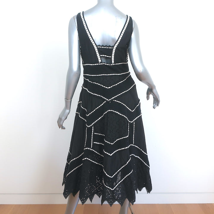 Anthropologie Leifsdottir Midi Dress Tasman Black Cotton Eyelet Size 10P NEW