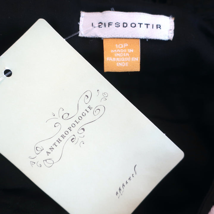 Anthropologie Leifsdottir Midi Dress Tasman Black Cotton Eyelet Size 10P NEW