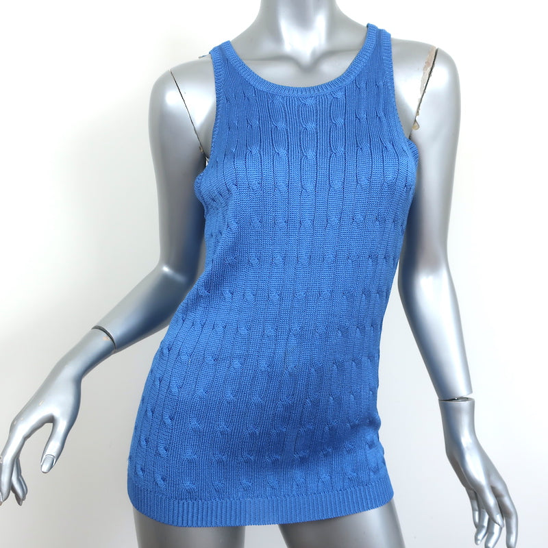 Ralph Lauren Black Label Silk Cable Knit Tank Top Blue Size Large NEW –  Celebrity Owned