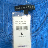 Ralph Lauren Black Label Silk Cable Knit Tank Top Blue Size Large NEW
