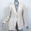 Armani Collezioni Blazer Cream Jacquard Cotton-Blend Size 10 One-Button Jacket
