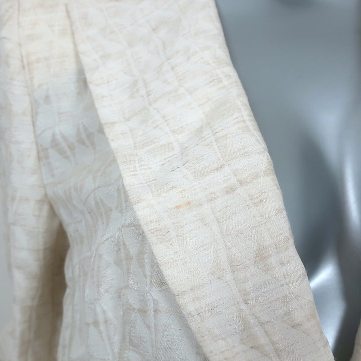 Armani Collezioni Blazer Cream Jacquard Cotton-Blend Size 10 One-Button Jacket