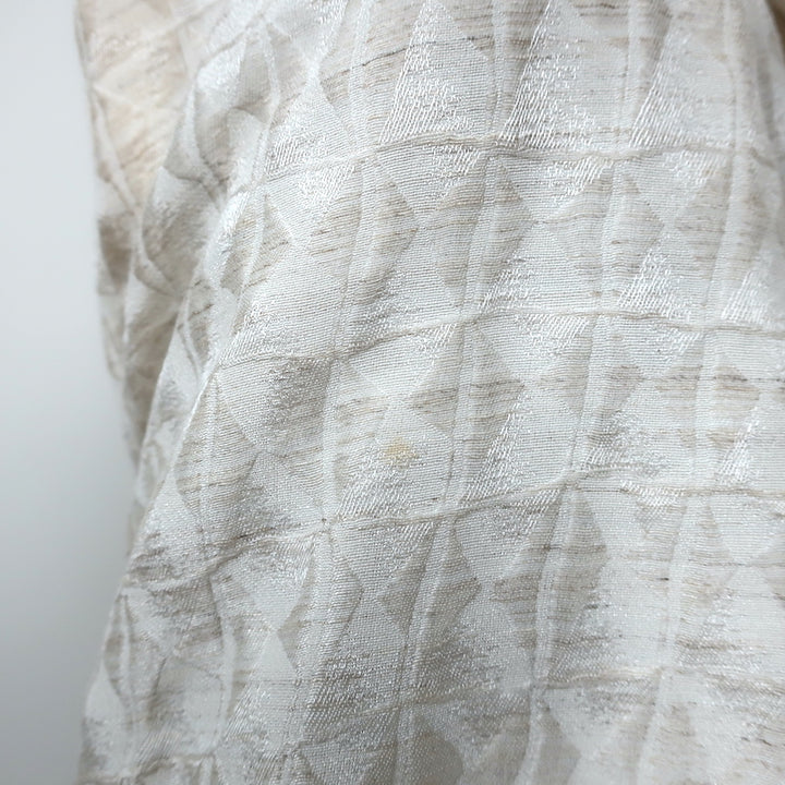 Armani Collezioni Blazer Cream Jacquard Cotton-Blend Size 10 One-Button Jacket