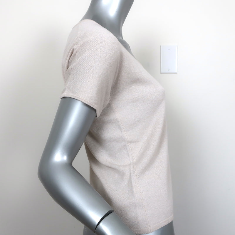 Max Mara Short Sleeve Top Putty Stretch Knit Size Large NEW