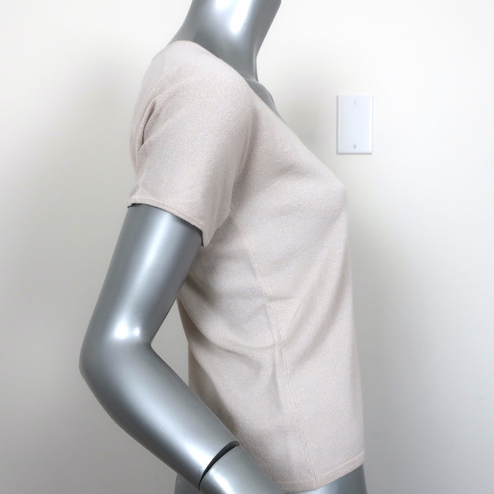 Max Mara Short Sleeve Top Putty Stretch Knit Size Large NEW