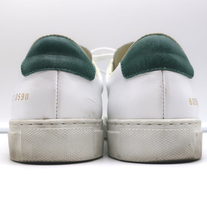Woman by Common Projects Retro Low Top Sneakers White &amp; Green Leather Size 37