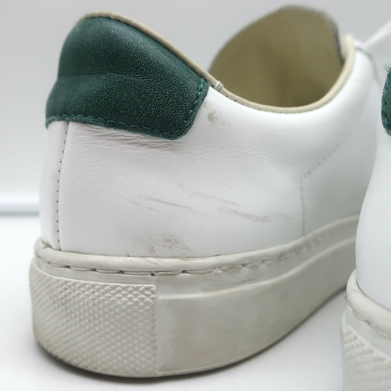 Woman by Common Projects Retro Low Top Sneakers White &amp; Green Leather Size 37
