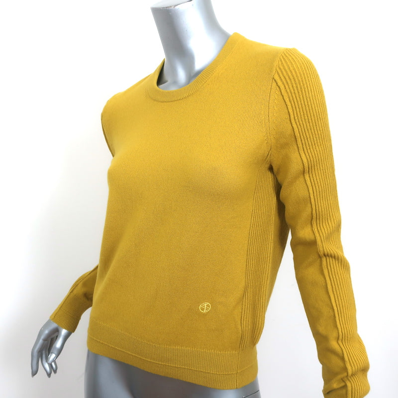 Maria McManus Shrunken Crew Sweater Acid Yellow Cashmere-Cotton Size Medium NEW