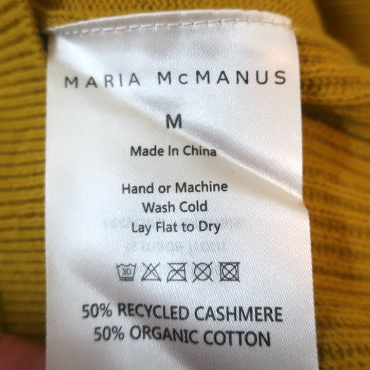 Maria McManus Shrunken Crew Sweater Acid Yellow Cashmere-Cotton Size Medium NEW
