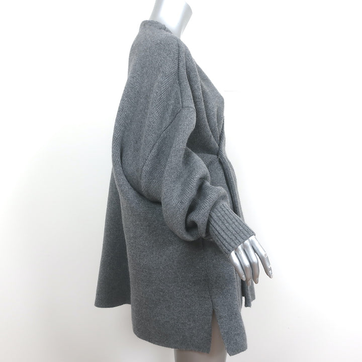 Zara Oversize Snap-Front Cardigan Gray Wool-Blend Size Medium Asymmetric Sweater
