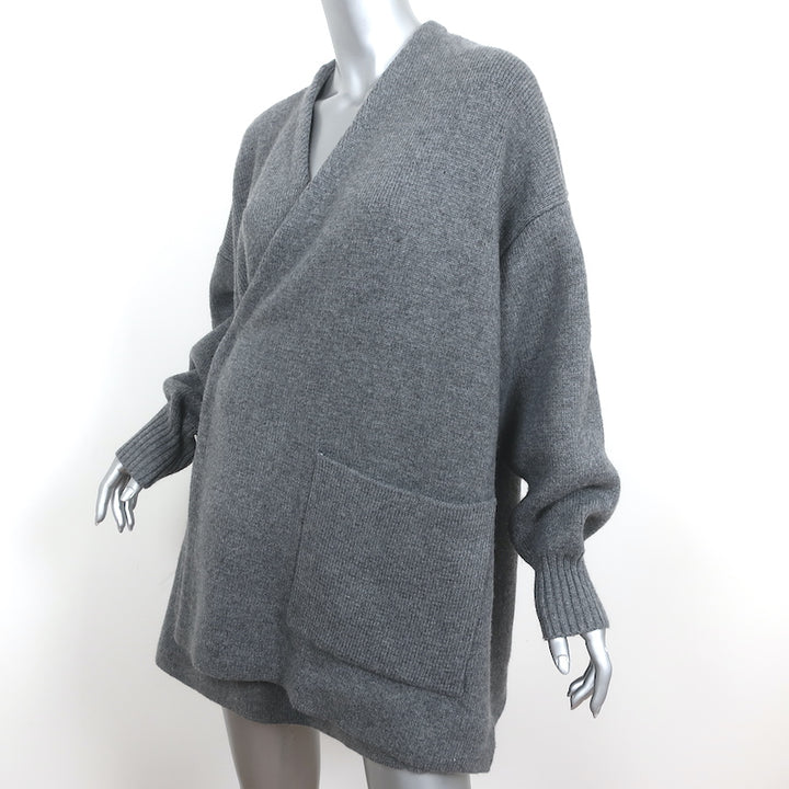 Zara Oversize Snap-Front Cardigan Gray Wool-Blend Size Medium Asymmetric Sweater