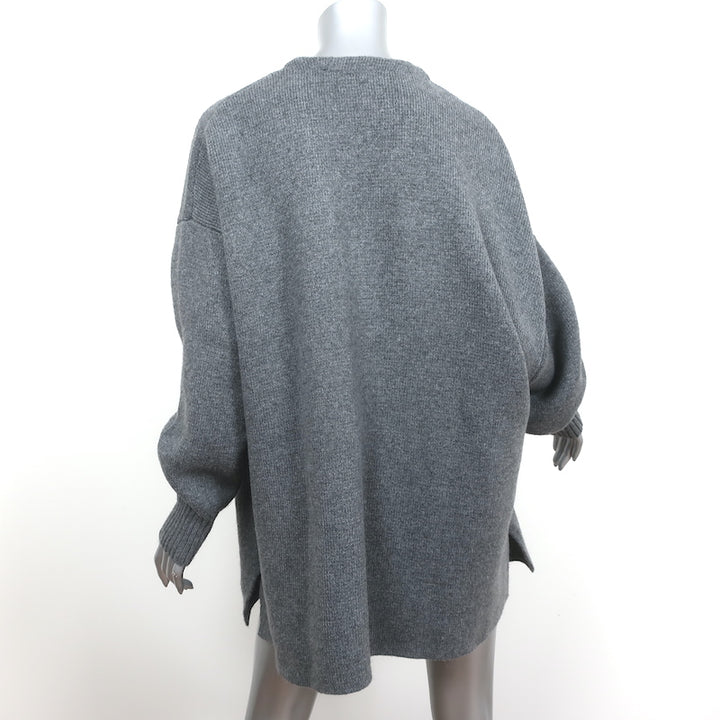 Zara Oversize Snap-Front Cardigan Gray Wool-Blend Size Medium Asymmetric Sweater