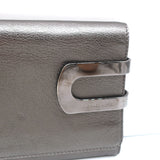 Michael Kors Collection Flap Clutch Pewter Metallic Leather Evening Bag