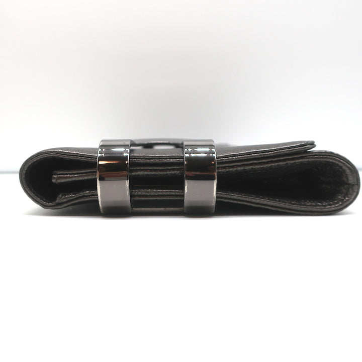 Michael Kors Collection Flap Clutch Pewter Metallic Leather Evening Bag