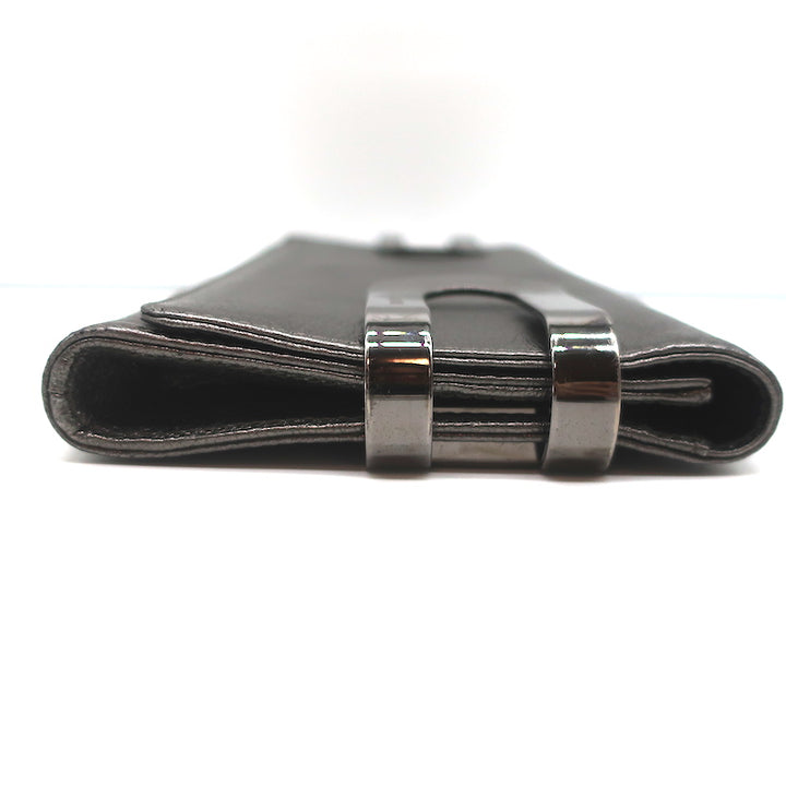 Michael Kors Collection Flap Clutch Pewter Metallic Leather Evening Bag