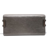 Michael Kors Collection Flap Clutch Pewter Metallic Leather Evening Bag