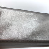 Michael Kors Collection Flap Clutch Pewter Metallic Leather Evening Bag