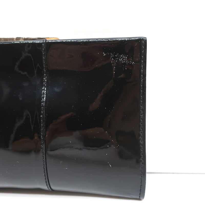 Roger Vivier Belle Clutch Black Patent Leather Mini Bag