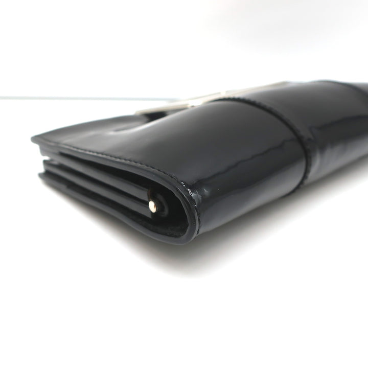 Roger Vivier Belle Clutch Black Patent Leather Mini Bag