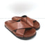 Saint Laurent Jimmy Crisscross Slides Brown Leather Size 35.5 Flat Sandals NEW