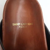 Saint Laurent Jimmy Crisscross Slides Brown Leather Size 35.5 Flat Sandals NEW