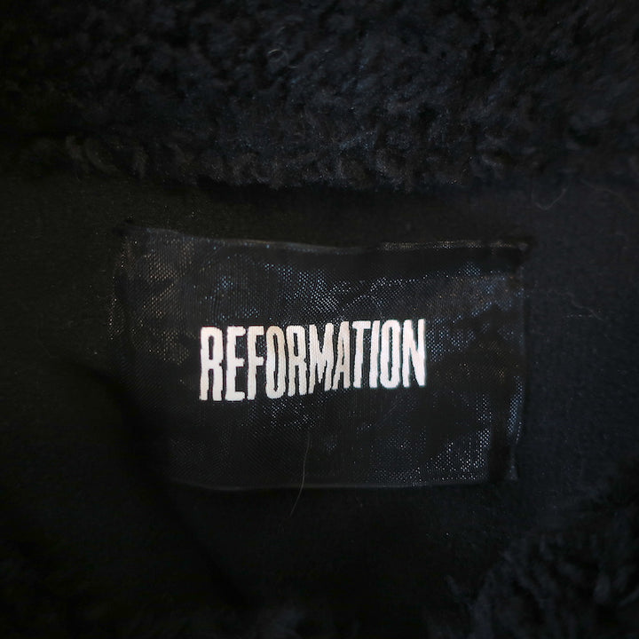 Reformation Polar Coat Shacket Black Faux Fur Size Small