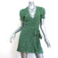 Reformation Mini Wrap Dress Green Ruffled Floral Print Crepe Size Extra Small