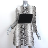 Carven Long Sleeve Mini Dress Paneled Snake Print Crepe Size 36
