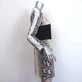 Carven Long Sleeve Mini Dress Paneled Snake Print Crepe Size 36