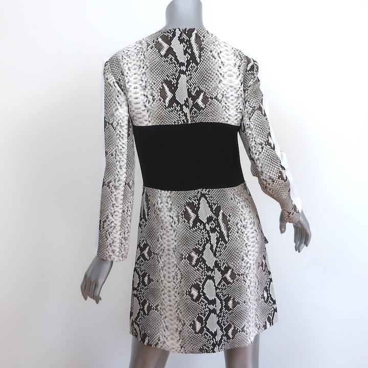 Carven Long Sleeve Mini Dress Paneled Snake Print Crepe Size 36