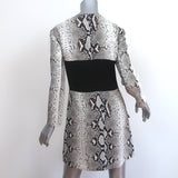 Carven Long Sleeve Mini Dress Paneled Snake Print Crepe Size 36
