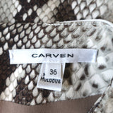 Carven Long Sleeve Mini Dress Paneled Snake Print Crepe Size 36