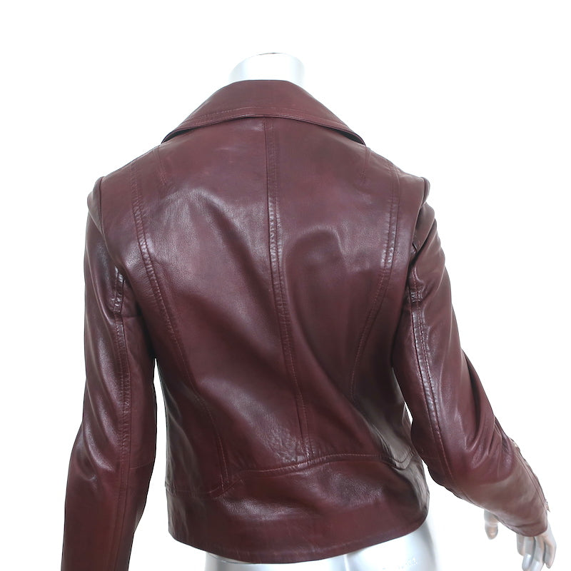 Rag &amp; Bone Mack Leather Moto Jacket Bordeaux Size Small