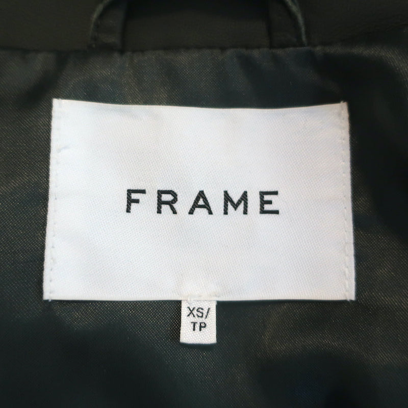 FRAME PCH Leather Moto Jacket Deep Moss Size Extra Small