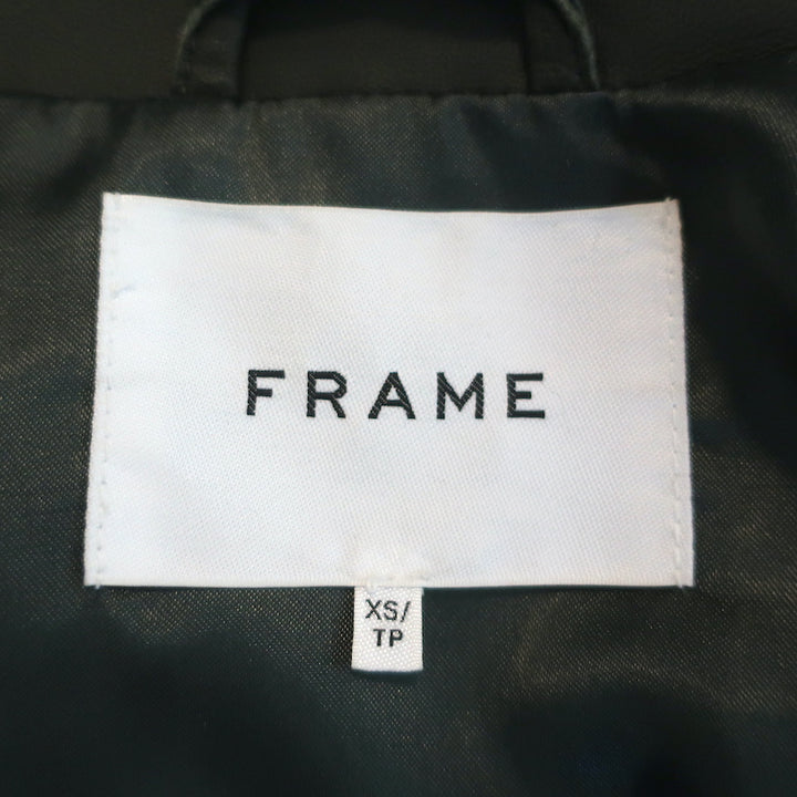 FRAME PCH Leather Moto Jacket Deep Moss Size Extra Small